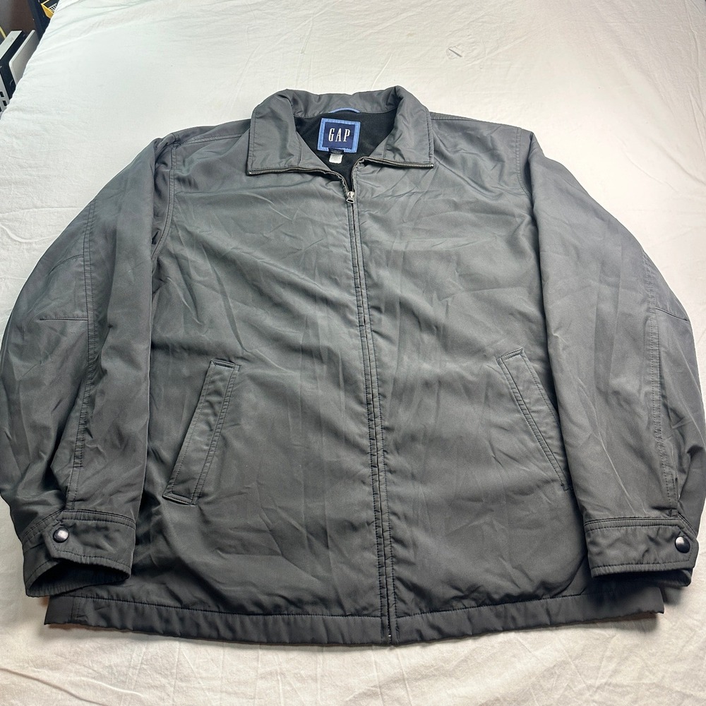 Gap Mens XL Full Zip Harrington Jacket Charcoal Gray Lightweight Windbreaker